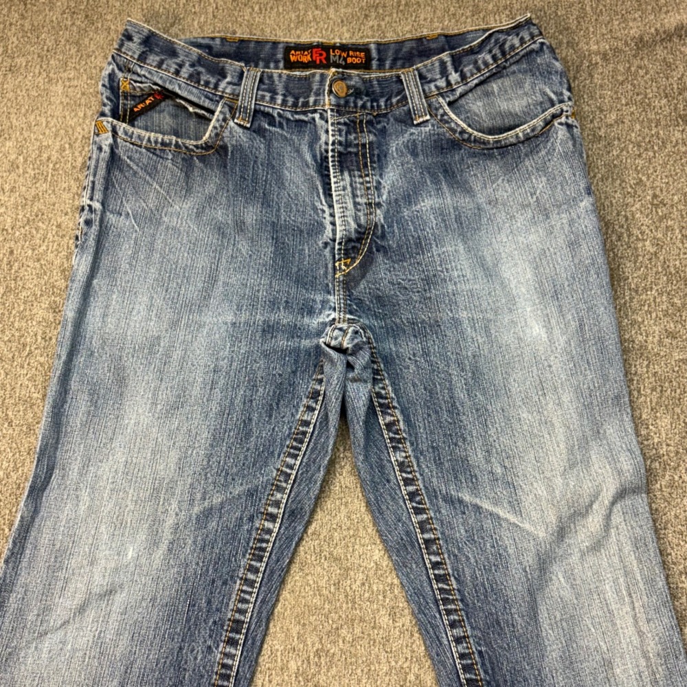 Ariat Work FR M4 Low Rise Boot Cut Jeans Mens fits 36x34 Blue Flame Resistant